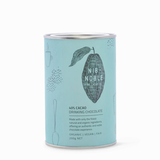 40% Cacao Organic Hot Chocolate 200g tin Gluten Free, Plant Based, Dairy Free- Nib and Noble