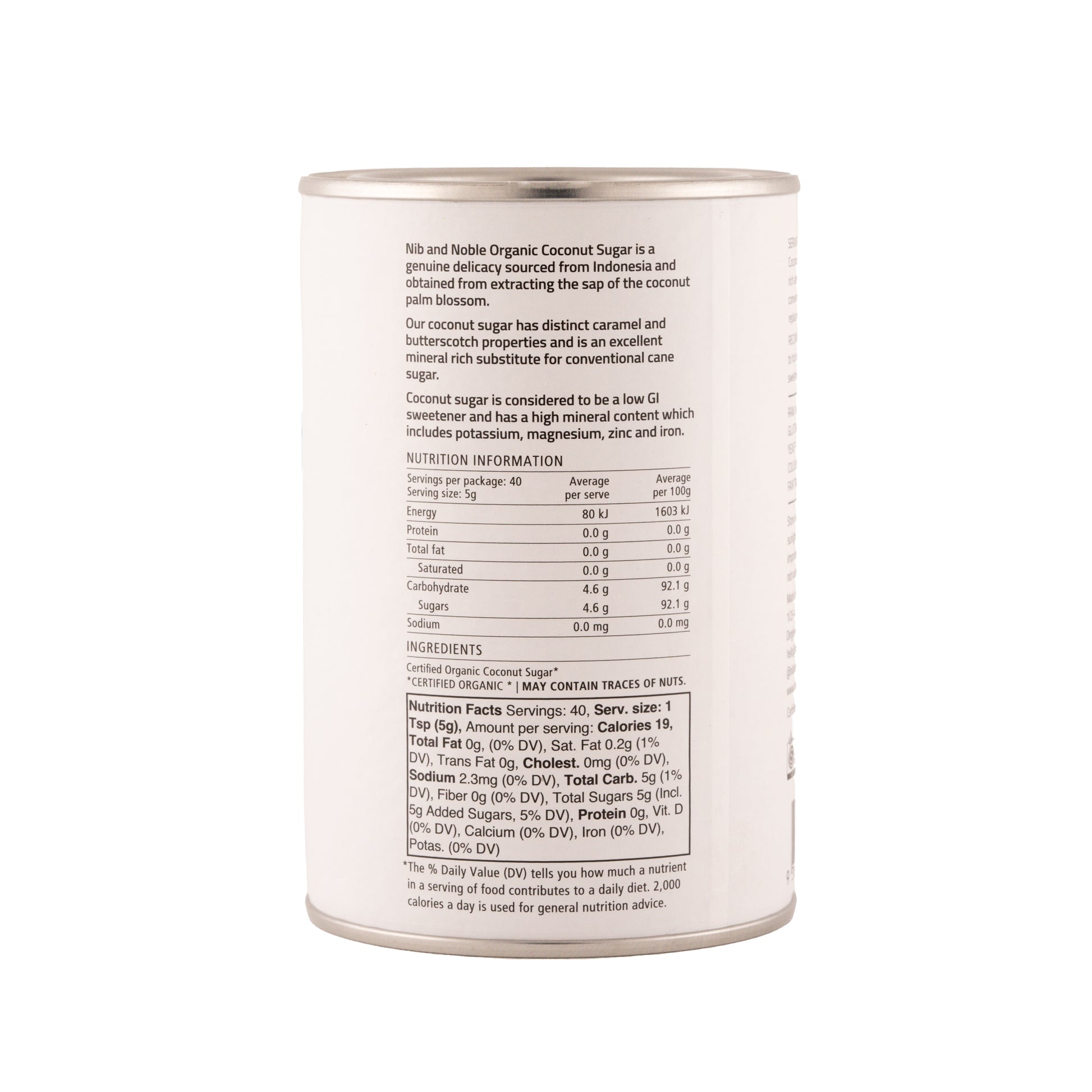 organic coconut palm sugar nutrition facts Organic Coconut Sugar