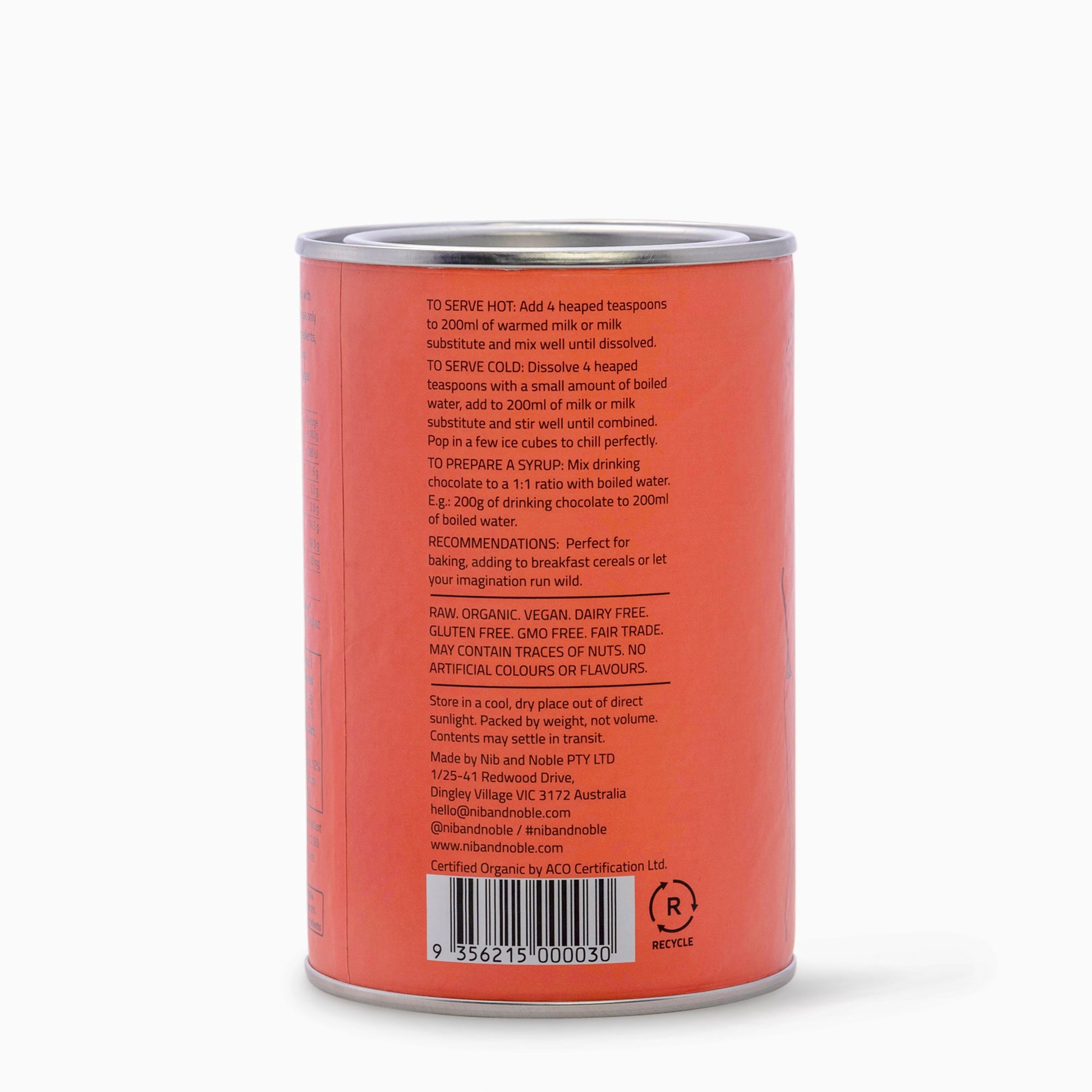 Organic Drinking Chocolate Pack - Nib and Noble