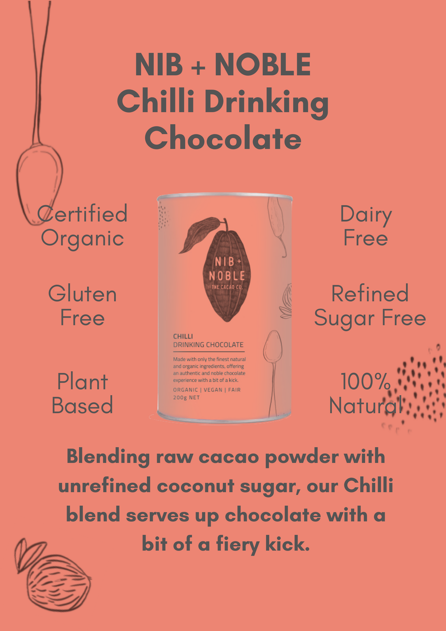 Chilli Organic Drinking Chocolate - Nib and Noble