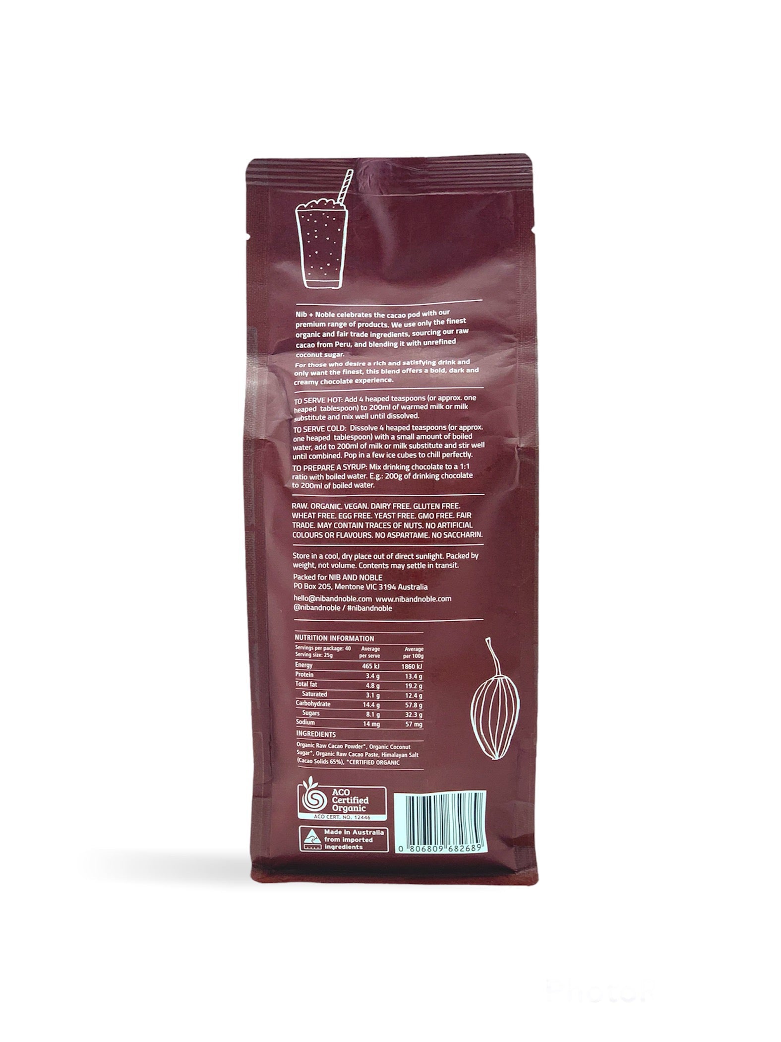 65% Dark Organic Hot Chocolate  Bulk Food Service Cafe - Nib and Noble